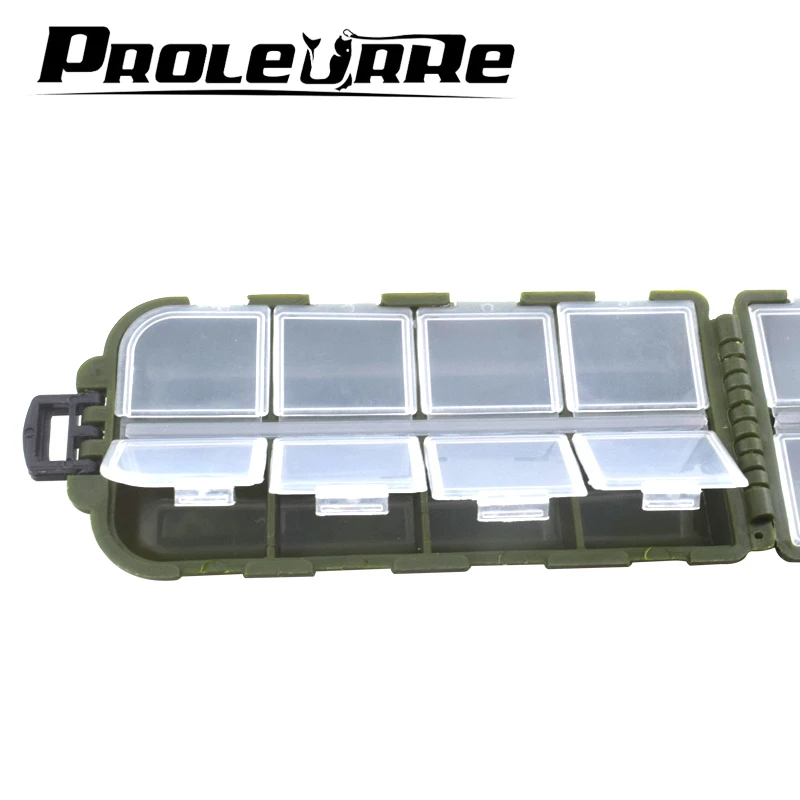 Proleurre-caja de aparejos de pesca de plástico verde militar, compartimentos de gancho, estuche de almacenamiento, herramienta de almacenamiento de señuelos giratorios de pesca al aire libre - imagen 2