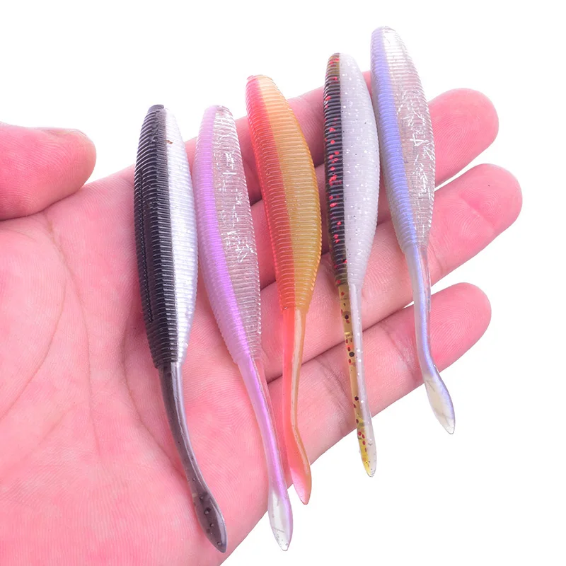 Señuelo de pesca fácil Shad jigging Wobbler 100mm 4,7g, cebo blando, paleta de pesca de carpa, señuelos de silicona de cola única, 6 unids/lote - imagen 4