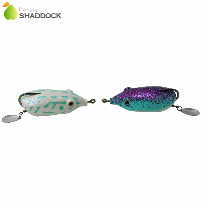 Señuelos de Pesca de rana blanda de goma, 4 unidades, ganchos de ranura de colores mezclados, hoja Topwater, cabeza de serpiente flotante, cebo Artificial para pesca de lubina - imagen 3