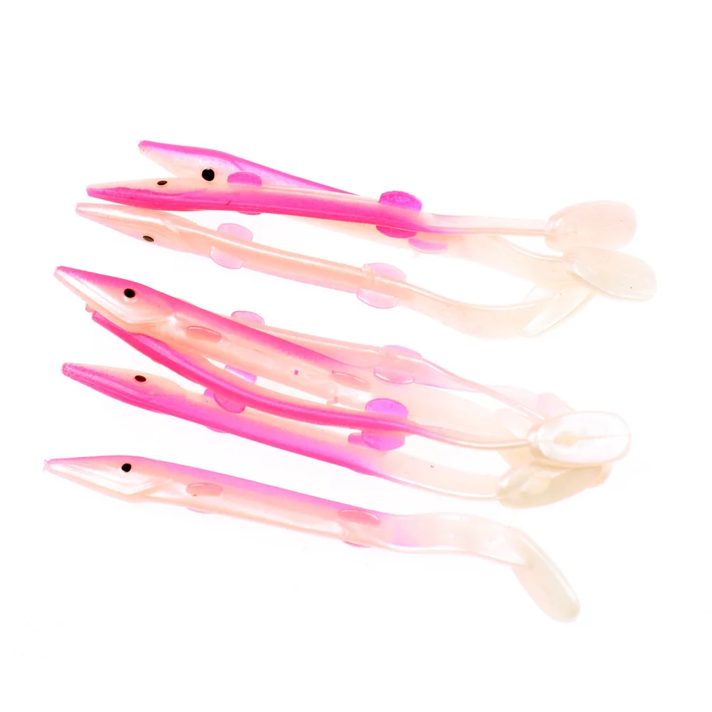 10 Uds. Señuelo de Anguila pequeña para pesca en agua salada, cebo plano suave con ojo para plataforma Sabiki Lumo, Color blanco, verde, rojo y azul - imagen 3