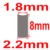 2.2x8mm  100pcs