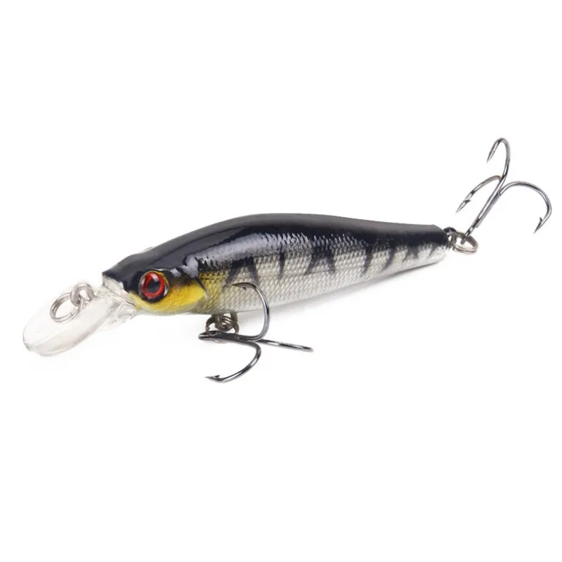 Señuelos de Pesca de piezas, pececillos artificiales de plástico duro, Crankbait, ojos 3D Isca, coloridos, Wobblers, lubina, pez falso, carpa, 9g/80mm