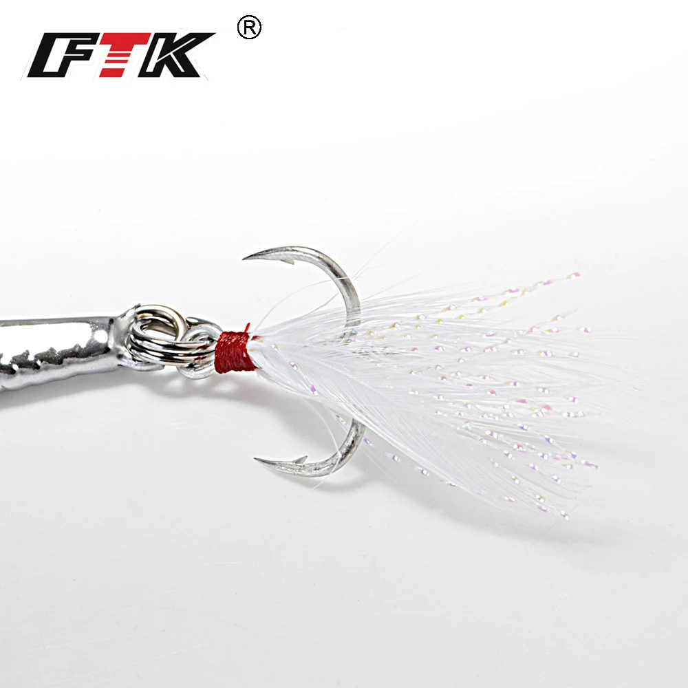 FTK-señuelo de pesca con plantilla de Metal, 40G, 60G, 80G, ojo 3D, cebo Artificial duro con anzuelos triples, señuelo de Jigging, lubina, accesorios de pesca de mar - imagen 5