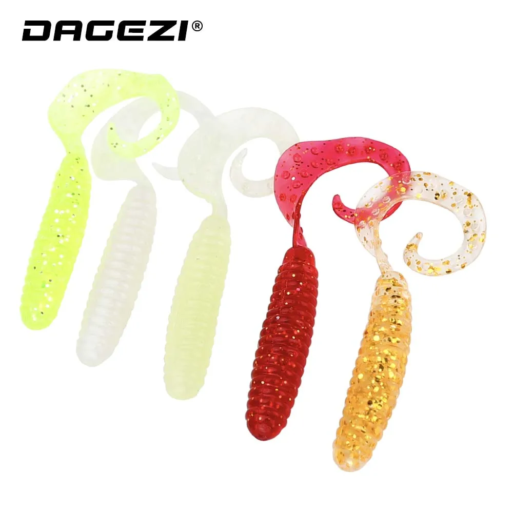 DAGEZI-señuelo de pesca suave, 2g/4cm, gusano suave luminoso, gusano de cola única, cebo suave, aparejos de pesca de carpa, 3 unids/lote - imagen 2