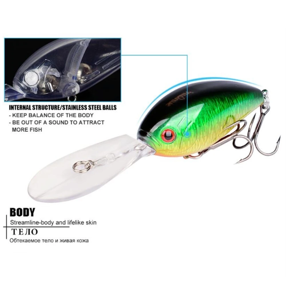 Señuelo de pesca Crankbait, 11cm, 18,5g, cebo Artificial duro para buceo profundo, 1,8 m-3,6 m, ojos 3D, todo para la pesca, 1 unids/lote - imagen 4