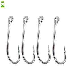20 piezas-anzuelos de pesca de caña larga de acero inoxidable, aparejos de pesca de agua salada, forjados, o'shauck, 1/0-10/0