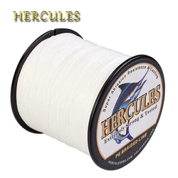 Hercules-sedal trenzado para pesca de carpa, hilo de 4 hebras, PE blanco, 100m, 300m, 500m, 1000m, 1500m, 2000m, 6-100lb