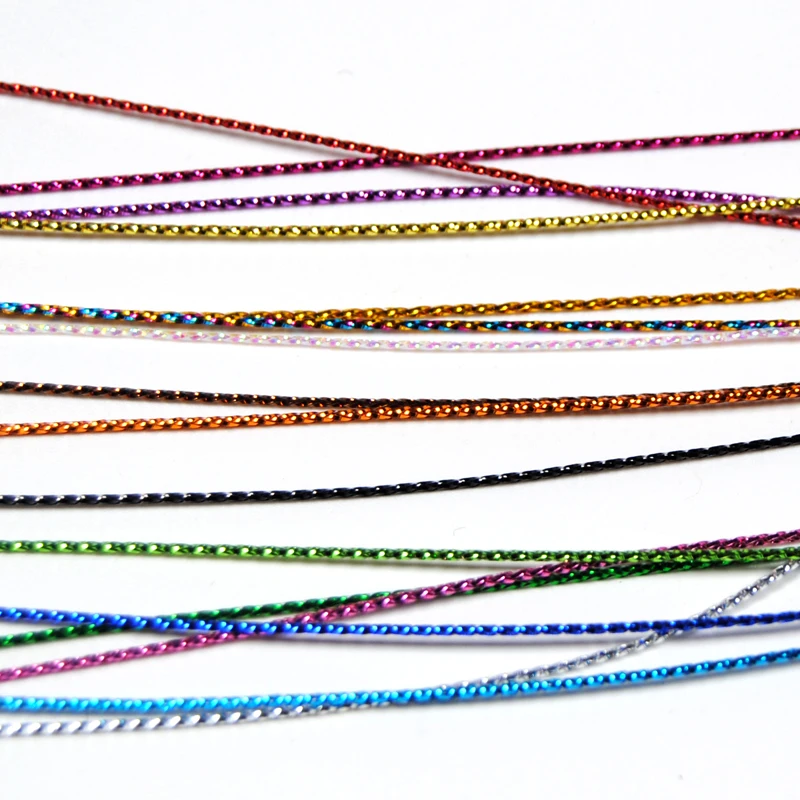 WIFREO, 1 unidad/2 yardas, atado de moscas, costilla brillante, línea trenzada de ninfa quironómica, Material de atado de moscas, Color negro, perla, rojo, dorado, plateado y marrón - imagen 4