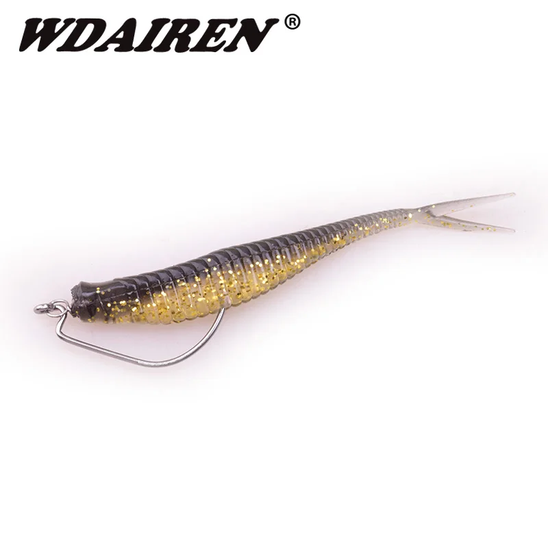 Señuelos de Pesca de 70mm y 1,8g, cebos de pesca de doble Color, cebo Artificial de silicona, cola de horquilla para carpa, lubina, 5 uds. - imagen 5