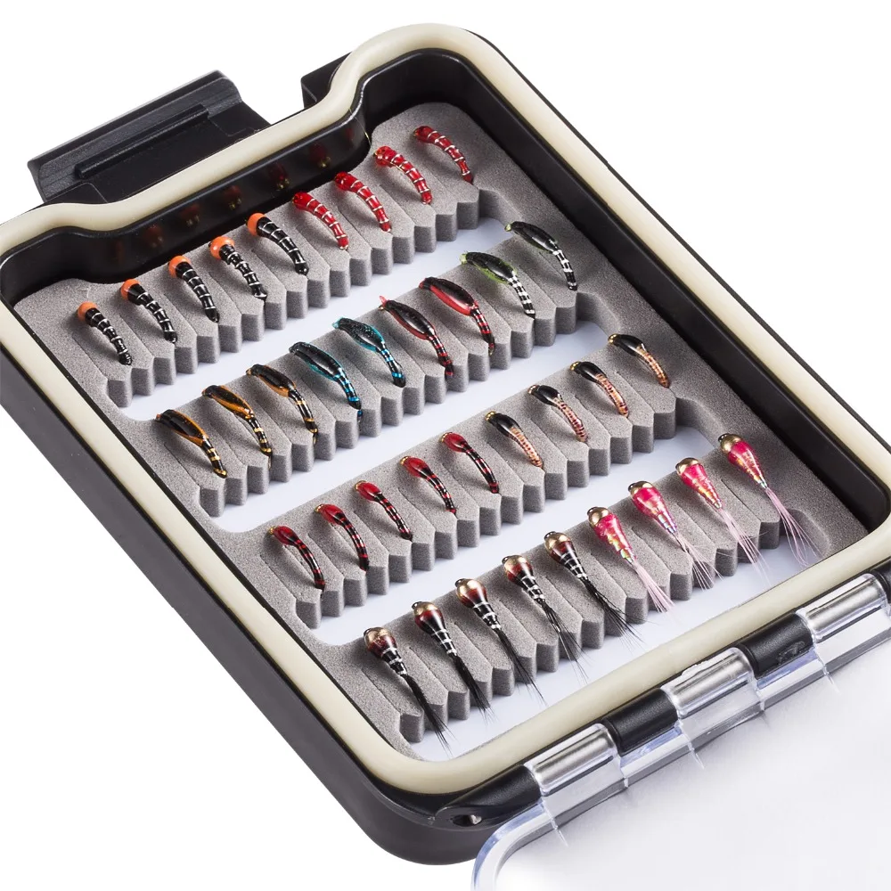 Bassdash-Kit surtido de moscas de pesca con mosca, 36 piezas, moscas húmedas y secas, ninfas, serpentinas, etc. - imagen 2