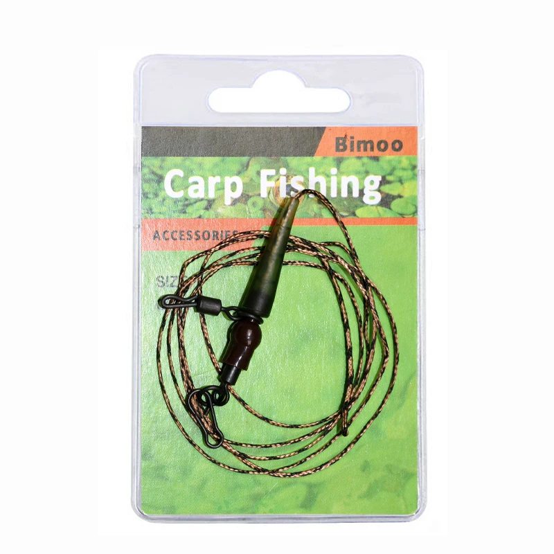 Bimoo-Juego de aparejos de pesca de carpa, 2 piezas, Readymade, Chod Rig, Terminal para pesca de carpa, Clip de seguridad, helicóptero, eslabón giratorio, líder - imagen 5