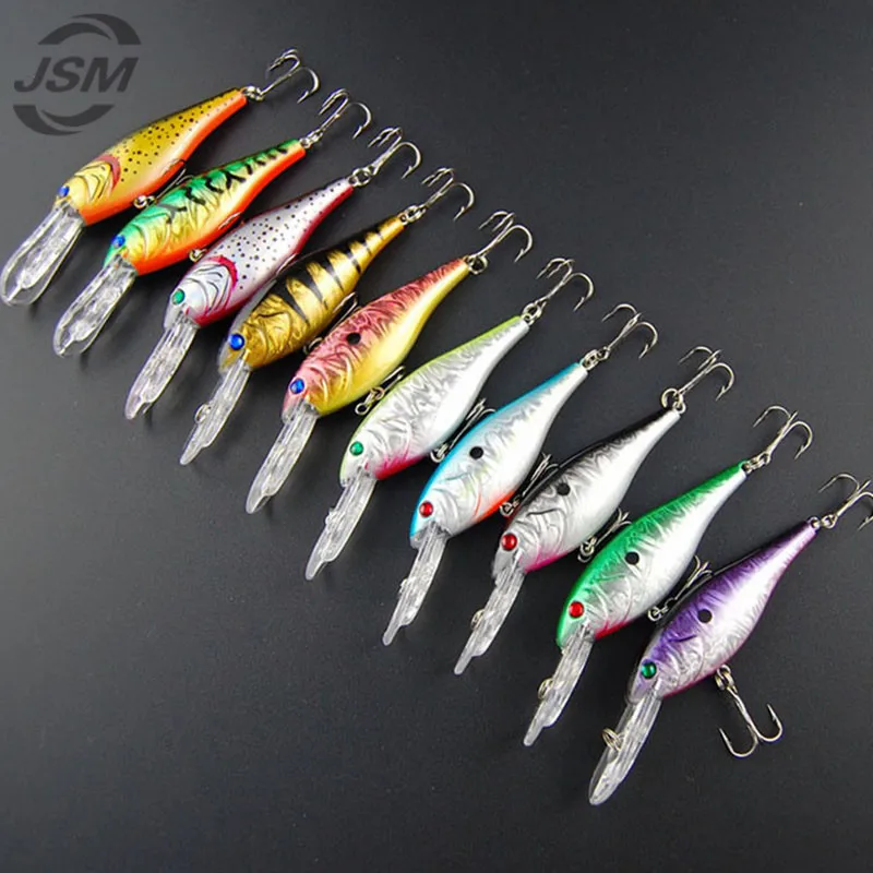 JSM-Señuelos de Pesca duros de plástico, anzuelos artificiales flotantes, 10cm, para agua salada, lubina, buzo profundo, 10 Uds. - imagen 2
