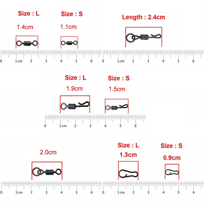 20 unids/lote de eslabones giratorios de cambio rápido, color negro mate, con clips a presión de anillo soldado para accesorios de conector de pesca de carpa - imagen 2