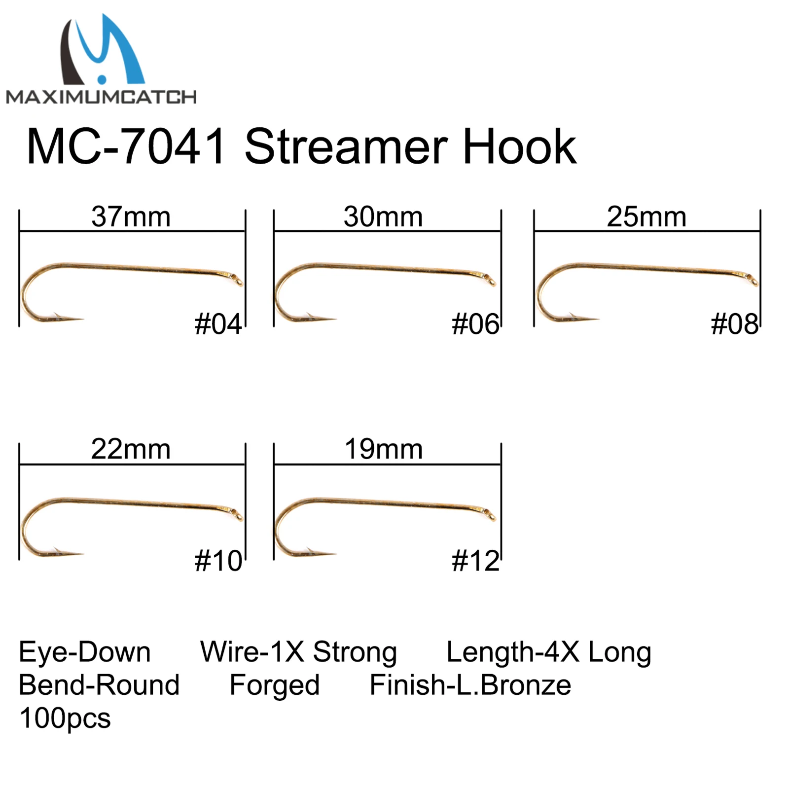 Maximumcatch 100 ganchos para atar moscas 4 # -22 #   Anzuelo de pesca con mosca con púas respetuoso con los peces, ninfa seca y húmeda, camarones, Caddis Pupa Streamer, moscas - imagen 3