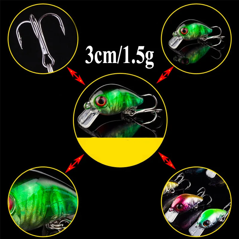 Señuelo de pesca Crankbait de 30mm y 1,6g, cebo Artificial de manivela dura, Wobblers, Topwater, láser, Minnow, aparejos de pesca - imagen 2