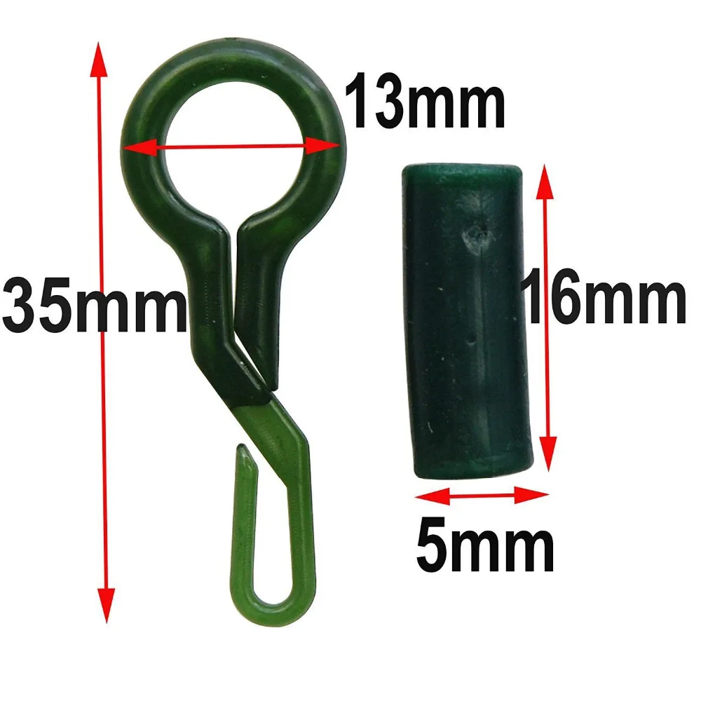 Shaddock-Clips de plomo traseros para pesca, accesorio de pesca de carpa con tubo de goma de plástico verde, Conector de aparejos, 20 Uds., 3,5 cm - imagen 2