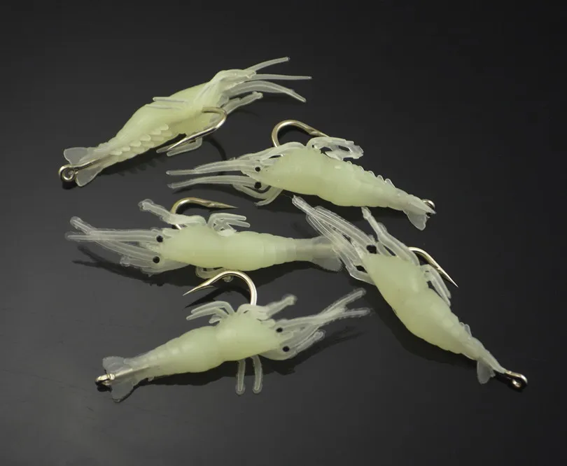 MNFT 50 unids/lote simulación de camarones blandos señuelos cebo Artificial señuelo de pesca suave con ganchos peso ligero señuelo de pesca de carpa - imagen 2