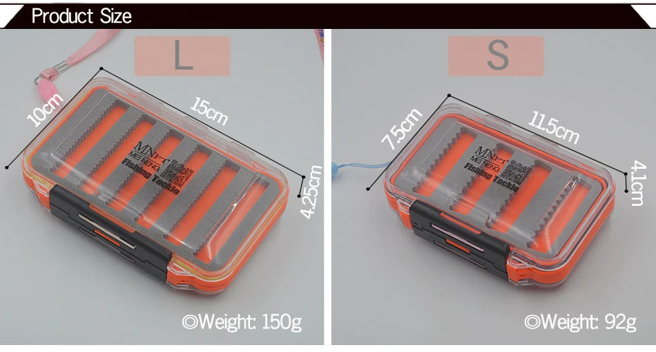 MNFT-cajas de bolsillo para pesca de trucha y mosca, doble cara, impermeables, surtido de ninfas, con moscas, caja para pesca con hendidura en el interior, 1 Uds. - imagen 2