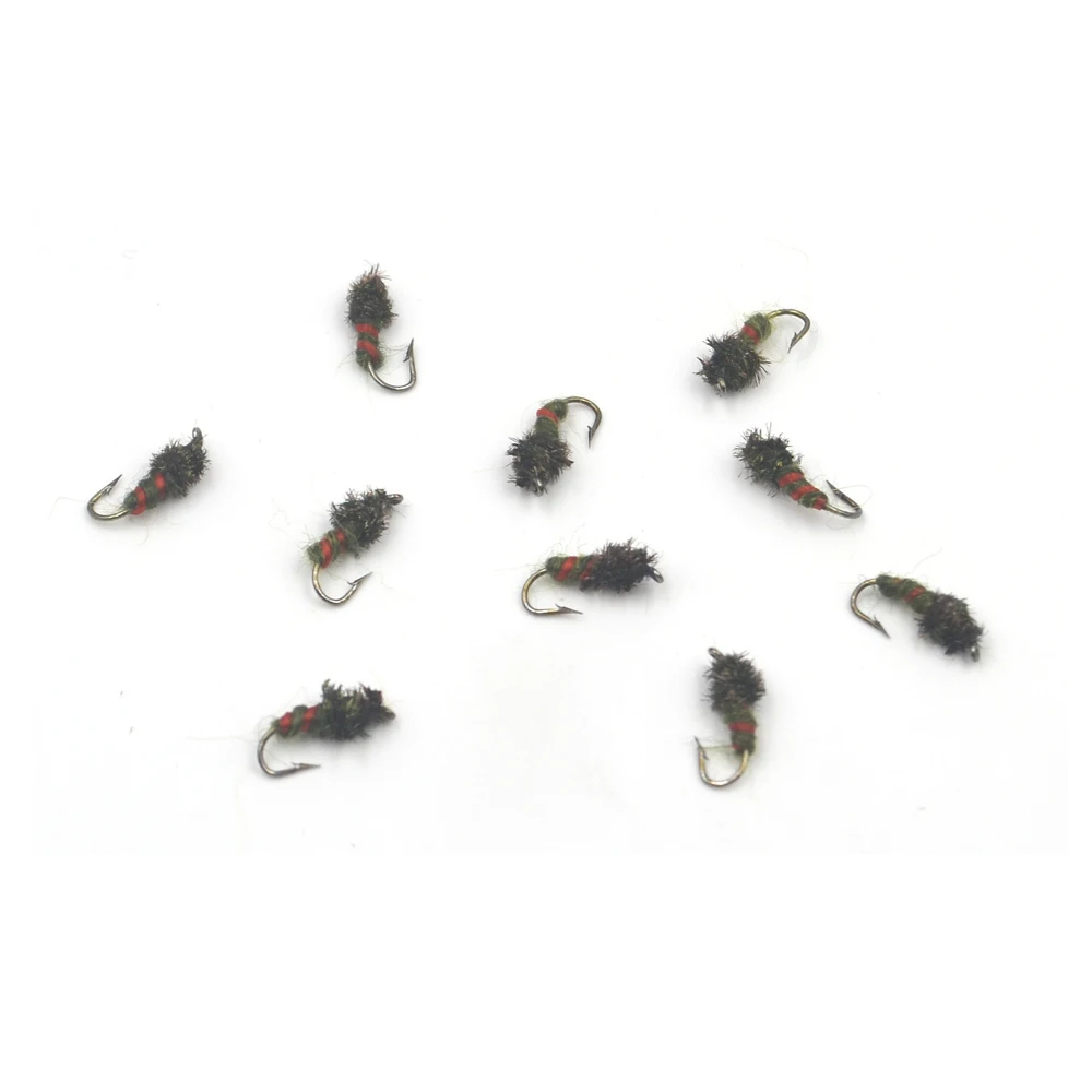 MNFT 10PCS 12 #   Pavo Real ninfa Midge larva Pupae mosca trucha pesca con mosca señuelo falso - imagen 4