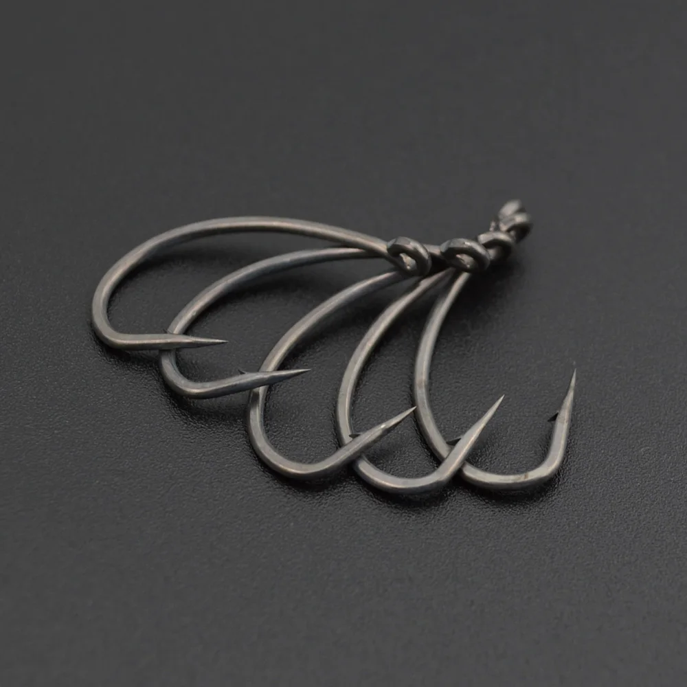 Hirisi 100 Uds. Paquete de anzuelos de pesca de carpa con púas de acero inoxidable con revestimiento de alto carbono con caja Original al por menor 8003 - imagen 4