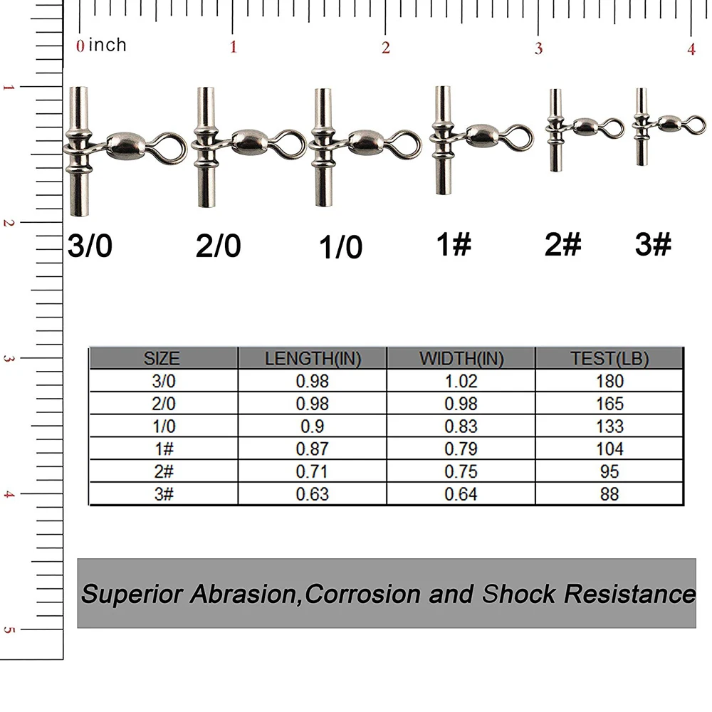 Grúa de línea cruzada giratoria de pesca, manguitos giratorios en forma de T de 3 vías, accesorios de conector de línea de aparejos de pesca, 50 piezas - imagen 3