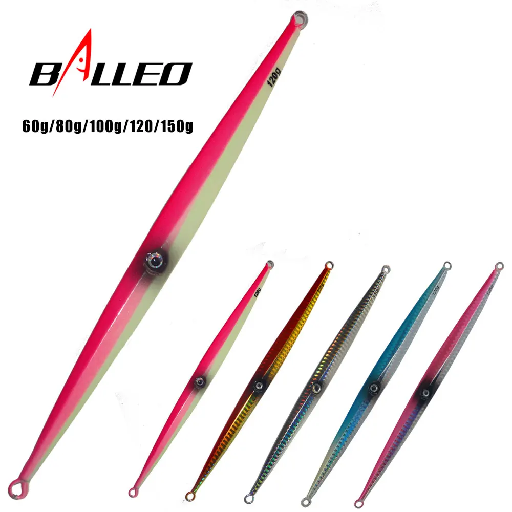 Balleo 60g 80g 100g 120g 150g 1 ud./lote plantilla de Metal de aguas profundas Jigging pesca señuelo de peces Jigbait cebos de cuchara