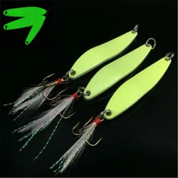 Señuelo spinner luminoso para lubina con pluma y cuchara marina