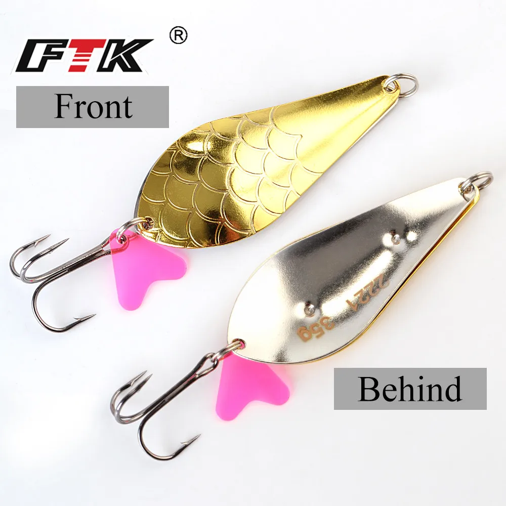 FTK-señuelo de Pesca giratorio de Metal, 8 colores, cebo duro, cuchara de 23g/27g/35g, 6,8/7,5/8,5 cm con gancho, aparejos de Pesca Wobbler