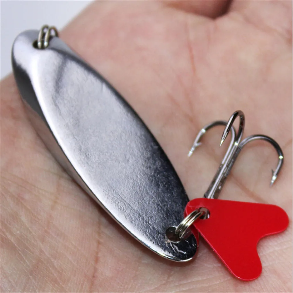 1 Uds 7g 10g 14g 21g cebo duro de Pesca cuchara biselada de Metal señuelo cebos de lubina señuelo de Pesca de plata anzuelo triple Pesca - imagen 5