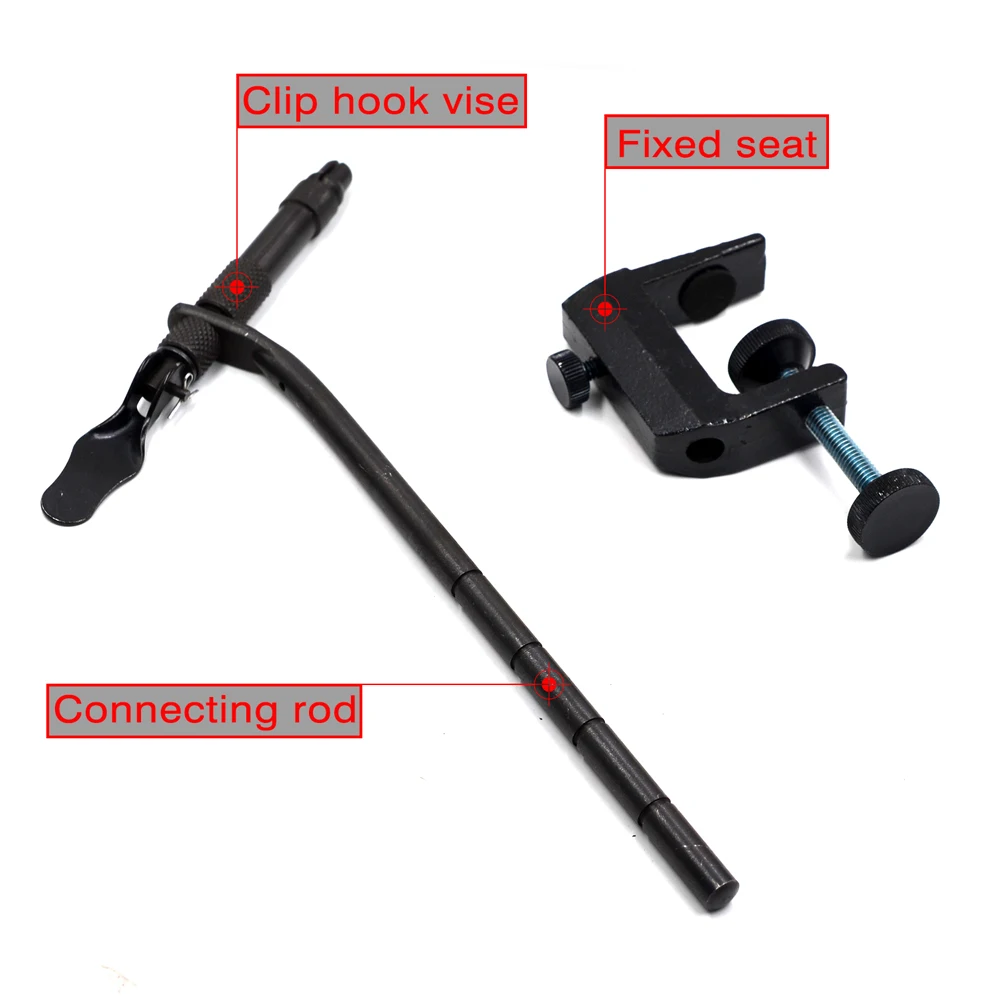 MNFT 1 Uds. Tornillo de banco giratorio con abrazadera en C para atar moscas, tornillo de banco de atado de hierro negro mate DIY, herramienta de gancho para moscas para viajeros principiantes - imagen 3