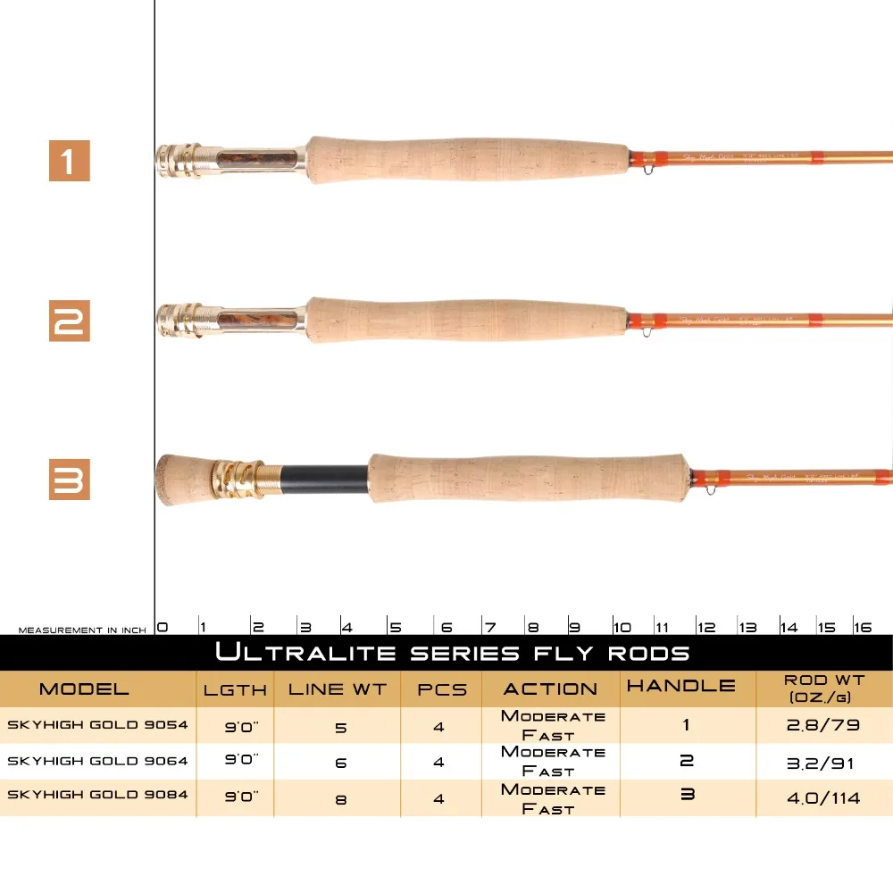 Experimente lo último en la artesanía de Fly Rod con la serie Skyhigh Gold 804a