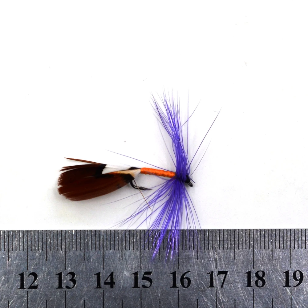 MNFT 10 piezas 8 #   Gancho seco de lubina de barba púrpura, señuelo de pesca con mosca de ninfa, cola de plumas, atado de ninfa, señuelos de cebo de pesca con mosca - imagen 5