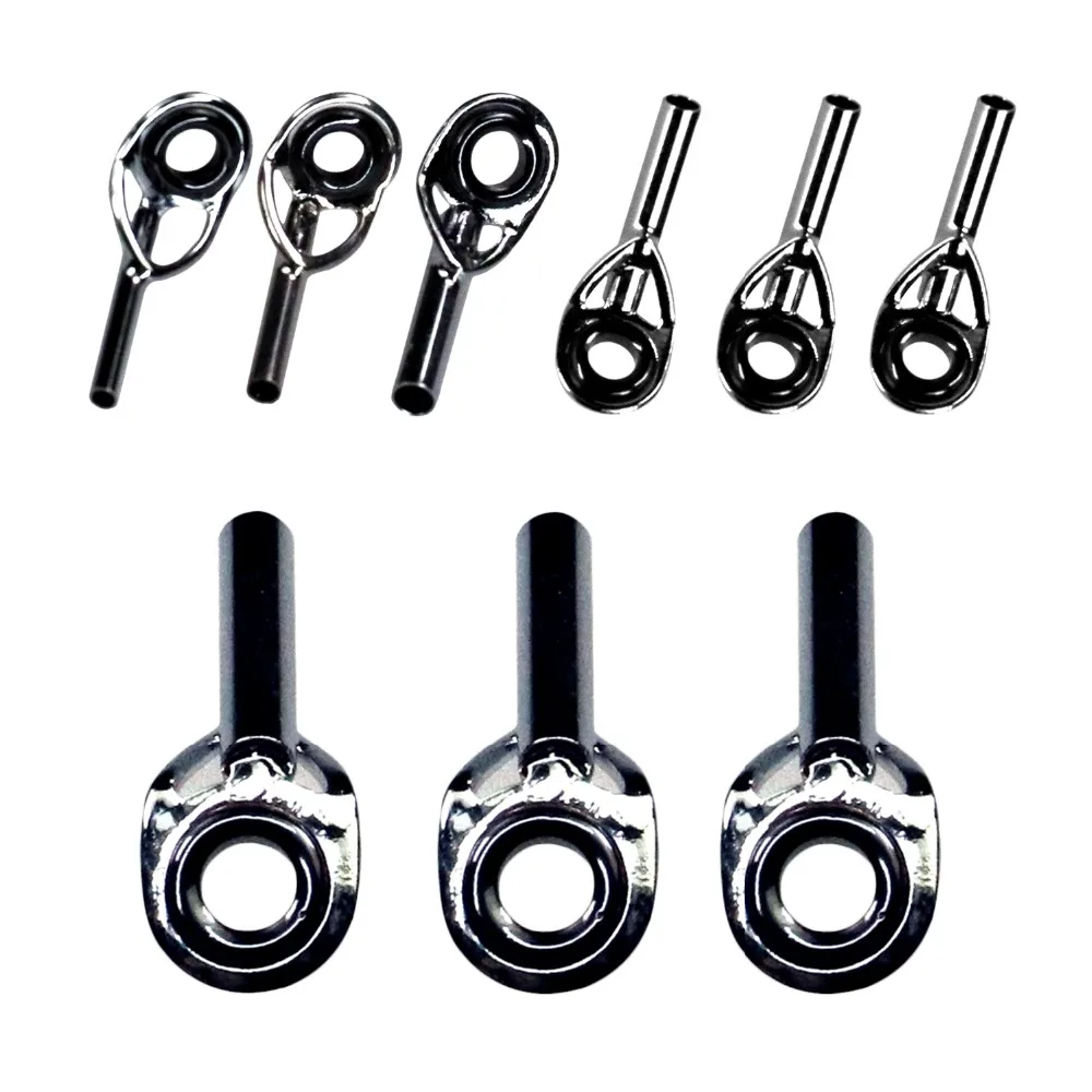 50 Uds. Kit de reparación de puntas de caña de pescar de 1mm, 1,5mm y 2mm, anillo de ojo de acero inoxidable y cerámica plateado, guías de caña de pescar, tapas de punta - imagen 5