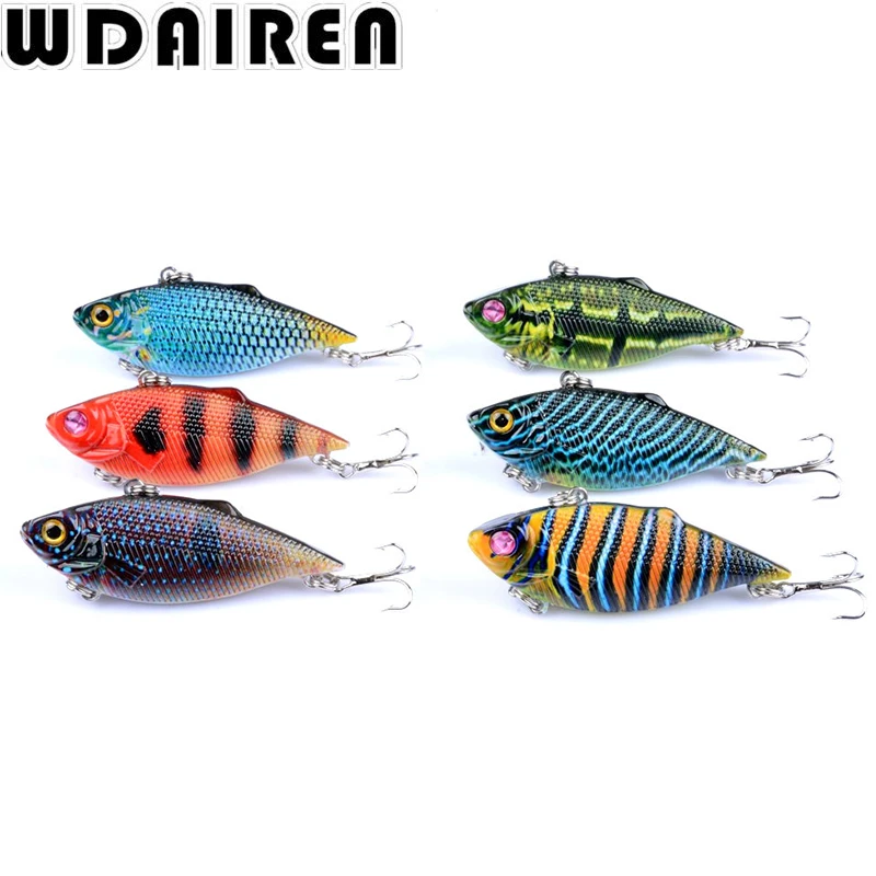 Señuelo de Pesca Vib, 1 unidad, 6,5 cm, 7,7g, ojos 3D, anzuelos triples, Wobbler, Crankbait, Pesca Peche, Kosadaka, aparejos
