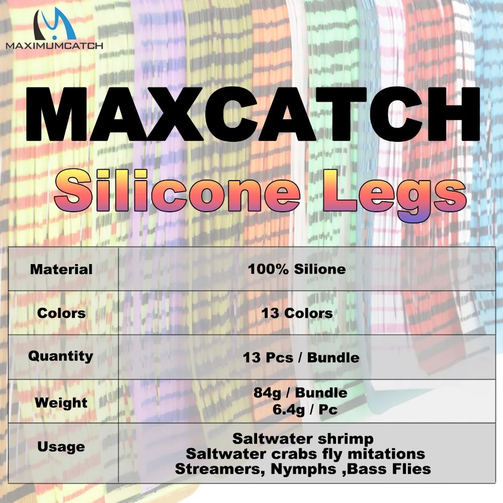 Maximumcatch-faldas de pesca de silicona 100%, materiales de atado de moscas, patas barbidas, aleteo de colores - imagen 3