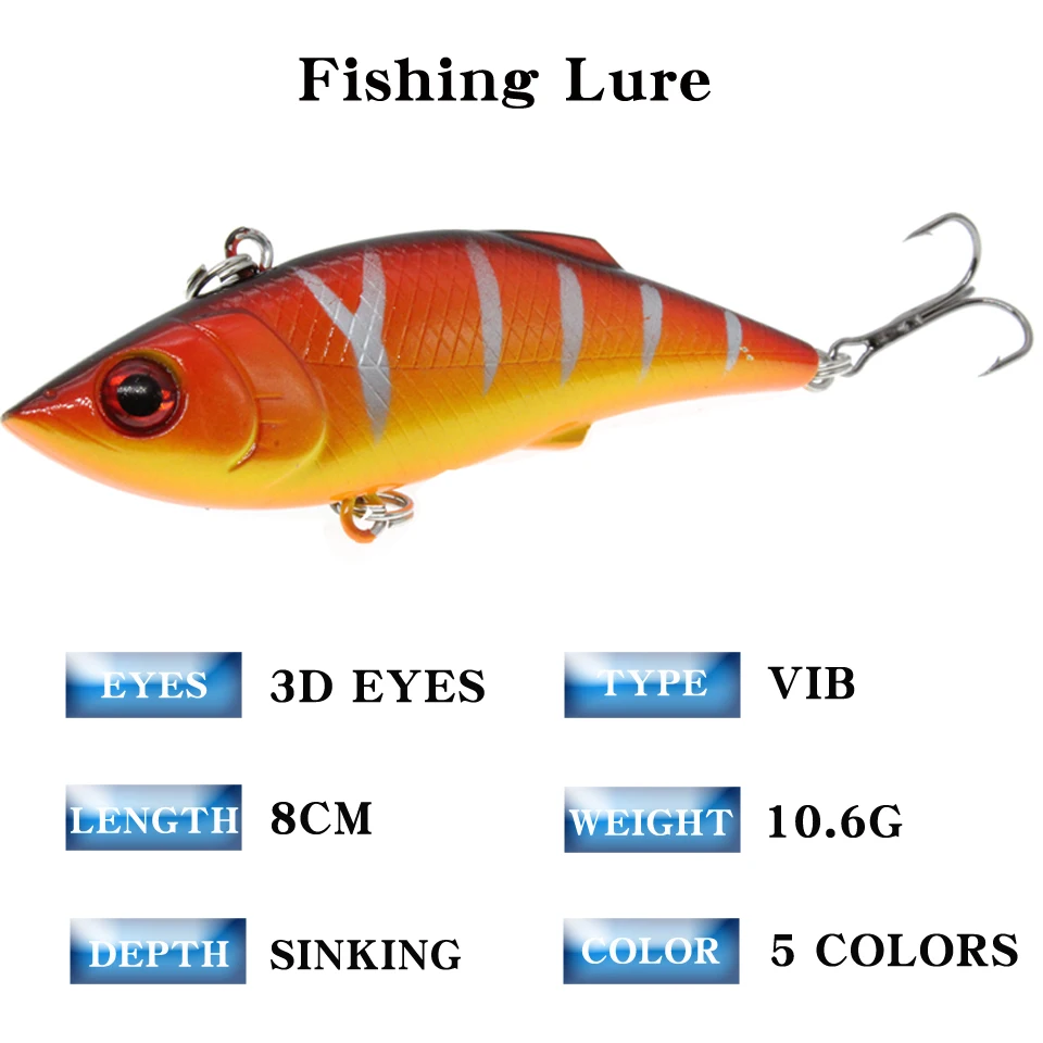 Isca-Señuelos de Pesca artificiales, cebos duros VIB de 7cm/10g, anzuelos triples, aparejos de pesca, novedad - imagen 3