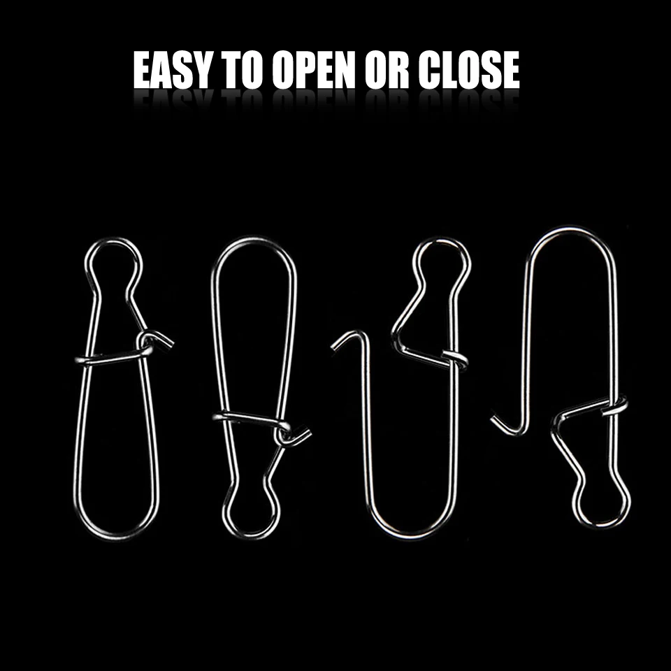 WALK FISH-anzuelo de pesca de acero inoxidable, Conector de cierre rápido con Clip giratorio, anillos sólidos, cebo de seguridad, 50 Uds. - imagen 4