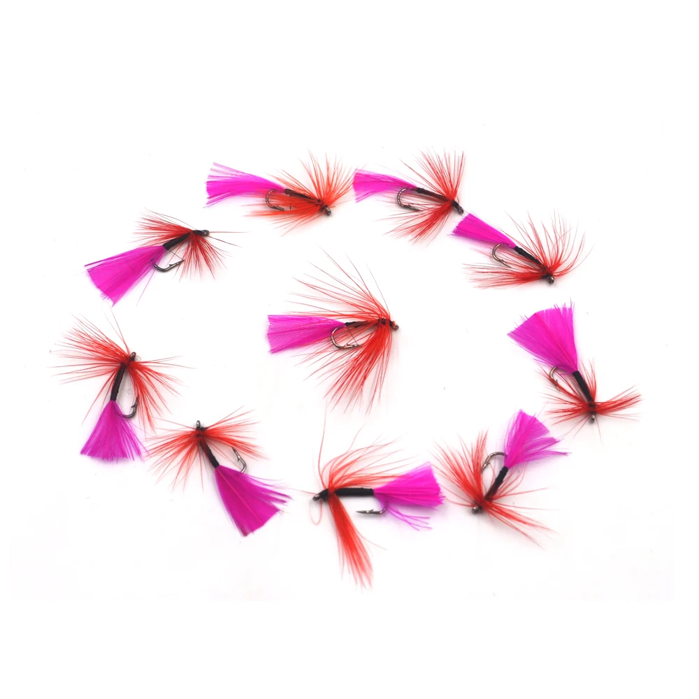 MNFT 10PCS 9 #   Señuelos de pesca con mosca húmeda, serpentina de barba roja, cuerpo de manguera para mosca, con cola en forma de abanico rojo rosa, cebo para pesca con mosca - imagen 4