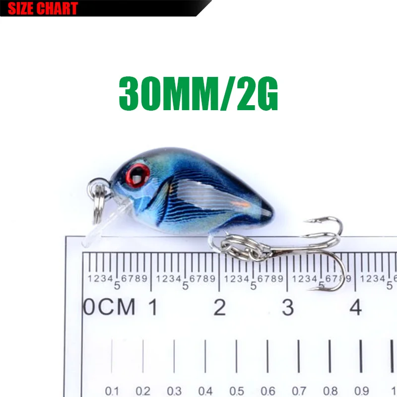 Proleurre-Mini Señuelos de Pesca Crankbait de 30mm, 2g, cebos duros artificiales que se hunden, aparejos de pesca de lubina