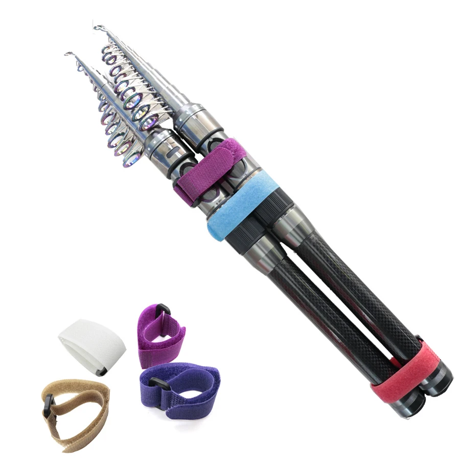 10 Uds. Cinturones para caña de pescar, 20cm, nailon, reutilizable, soporte para corbata, tirantes, gancho de sujeción, lazos para Cable, cinturón de pesca - imagen 4