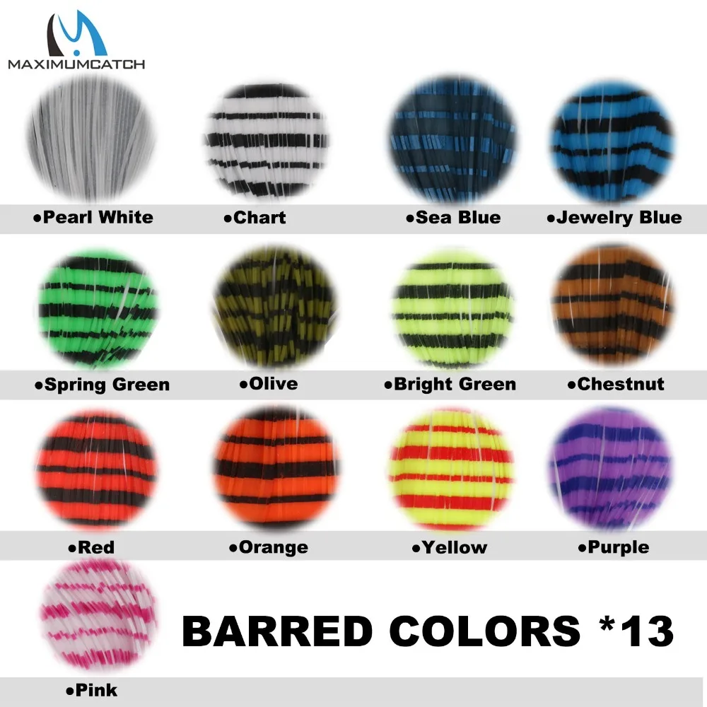 Maximumcatch 100% faldas de pesca de silicona, materiales para atar moscas, piernas, colores barrados, aleteo - imagen 5