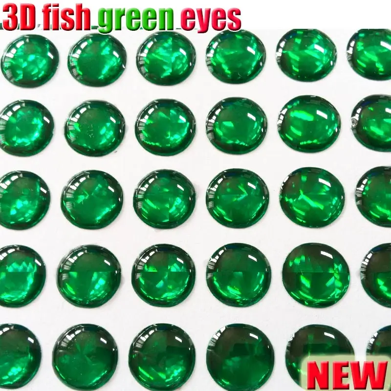 Accesorios pegatina señuelo de pesca ojos 4mm-5mm-6mm-8mm-10mm cada bolsa; 500 unids/lote color verde