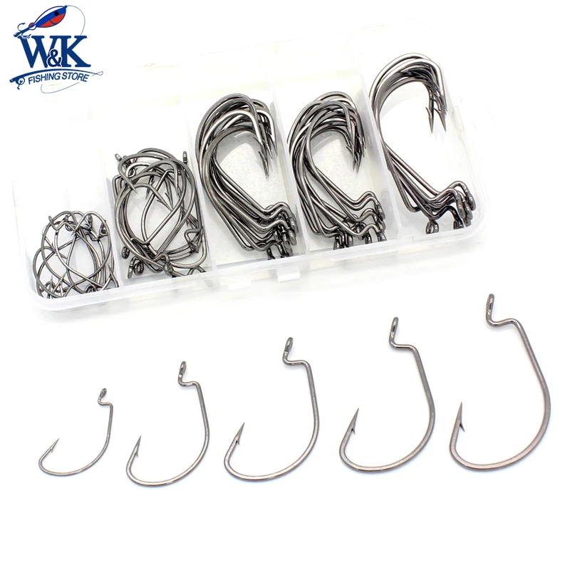 Solo gusano gancho 50 unids señuelo suave gusano de pesca gancho de pesca de plástico caja de embalaje - imagen 5