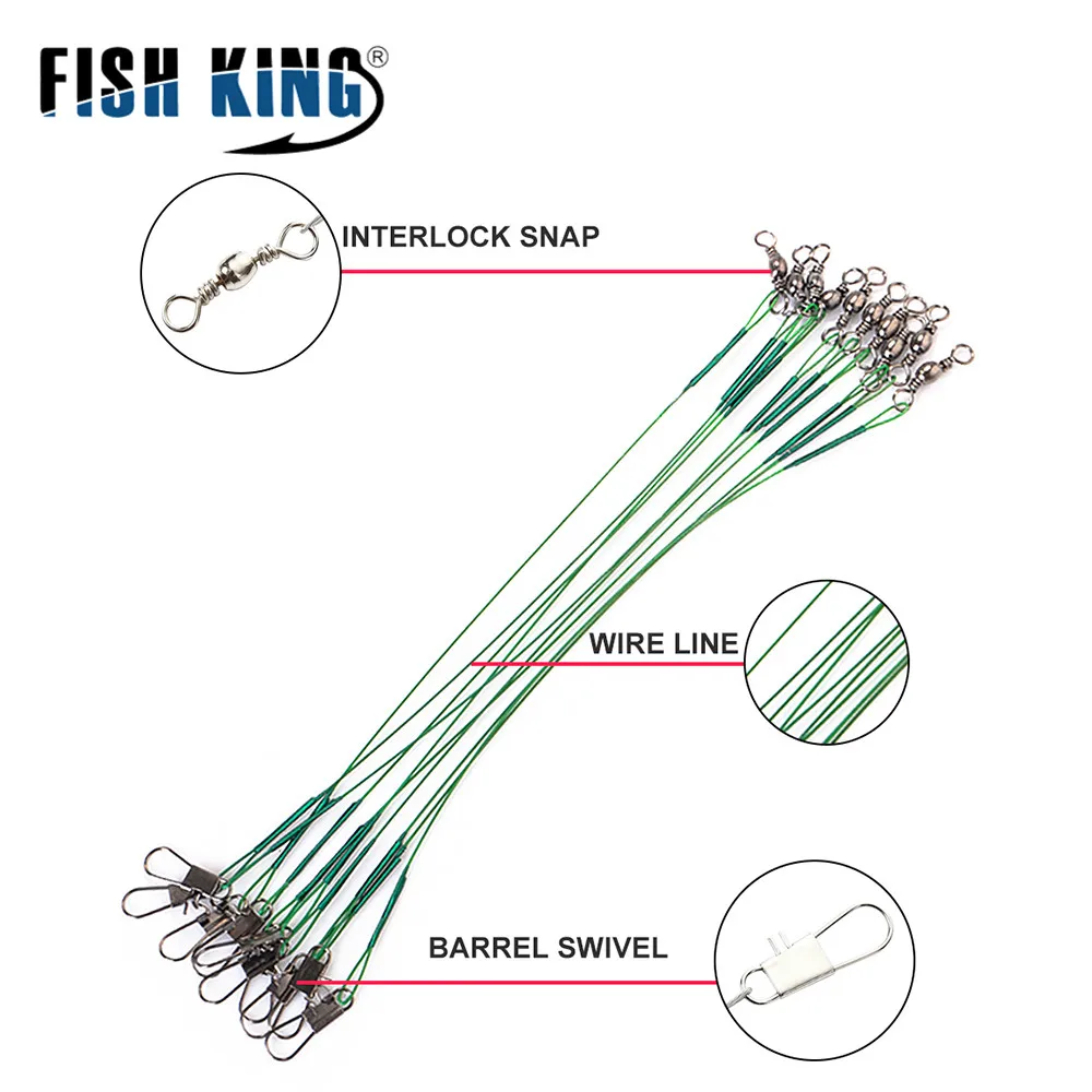 Correa de alambre de acero antimordedura, accesorio de pesca con señuelo giratorio, 10 piezas, 15CM, 20CM, 25CM, 30CM - imagen 3