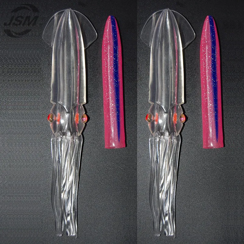 JSM-Señuelos de Pesca de calamar suave para Jigs, faldas de calamar luminosas, cebo Artificial para pesca de juego grande de colores mezclados, 18cm, 8 Uds. - imagen 4