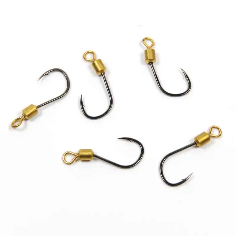 Anzuelo de pesca con púas, aparejos de pesca con cuchara giratoria rodante, señuelo, tamaño #4 ~ #16, 50 piezas