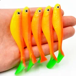5 unids/lote señuelo de pesca de carpa cebo de silicona Swimbait aparejos de pesca 8cm 5,3g Isca señuelo suave Artificial todo para pescar