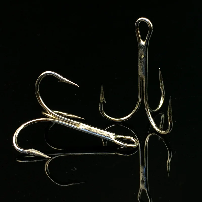Anzuelo triple de acero con alto contenido de carbono, anzuelo de níquel blanco, anzuelos de pesca con púas afiladas 1 #   1/0 #   2 #   4 #   6 #   8 #   10 #   12 #    Lote 10 Piezas - imagen 3