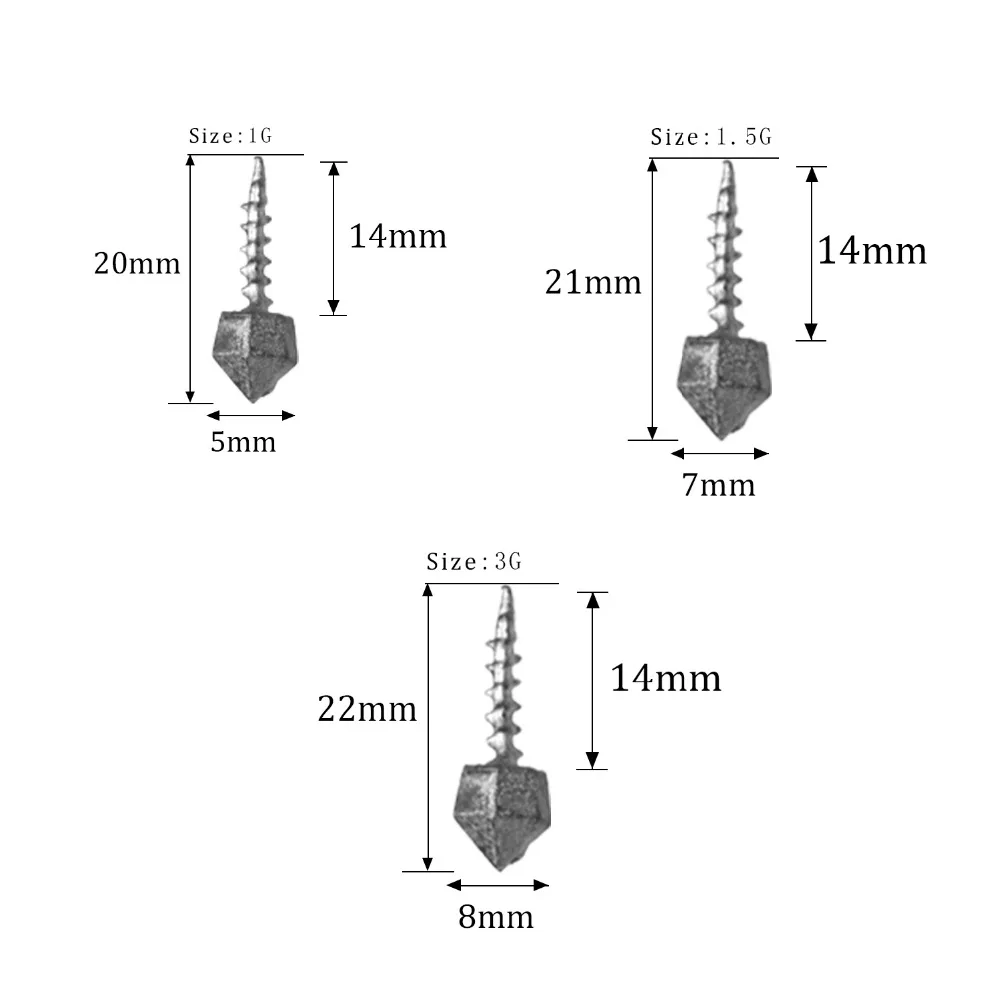 20 piezas de peso de inserción de pesca, 1g, 1,5g, 3g, plomo, cebo suave, pesas de inserción, plomo de peso de pesca de agua dulce - imagen 2