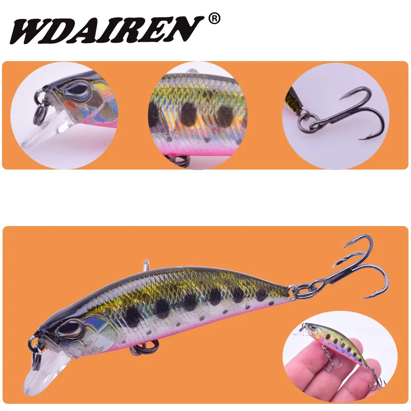 Señuelos de Pesca de pececillos, 55mm, 5,8g, Jeakbait Wobbler, cebos duros artificiales, aparejos de pesca de agua dulce y salada - imagen 3